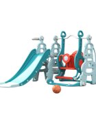 Nichiduta Garden Spatiu de joaca pentru copii Tower Blue interiorexterior 3in1 cu tobogan leagan cu bara de protectie detasabila jucarie muzicala cos de baschet si mingie inclusa