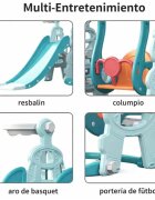 Nichiduta Garden Spatiu de joaca pentru copii Tower Blue interiorexterior 3in1 cu tobogan leagan cu bara de protectie detasabila jucarie muzicala cos de baschet si mingie inclusa