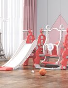 Nichiduta Garden Spatiu de joaca pentru copii Tower Red interiorexterior 3in1 cu tobogan leagan cu bara de protectie detasabila jucarie muzicala cos de baschet si mingie inclusa
