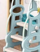 Nichiduta Garden Spatiu de joaca Tower Blue 3in1 cu tobogan leagan cu bara de protectie detasabila jucarie muzicala Cos de baschet Minge si piscina cu 200 bile incluse