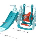 Nichiduta Garden Spatiu de joaca Tower Blue 3in1 cu tobogan leagan cu bara de protectie detasabila jucarie muzicala Cos de baschet Minge si piscina cu 200 bile incluse