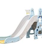 Nichiduta Garden Tobogan Astronaut Blue interiorexterior cu margini rotunjite trepte largi protectii laterale inalte si Cos de baschet cu minge inclusa