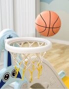 Nichiduta Garden Tobogan Astronaut Blue interiorexterior cu margini rotunjite trepte largi protectii laterale inalte si Cos de baschet cu minge inclusa
