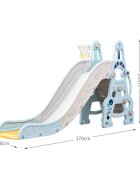 Nichiduta Garden Tobogan Astronaut Blue interiorexterior cu margini rotunjite trepte largi protectii laterale inalte si Cos de baschet cu minge inclusa