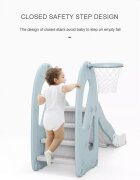 Nichiduta Garden Tobogan Cloud Light Blue 2 in 1 cu Margini rotunjite Trepte late anti-slip Inaltime reglabila Manere si Cos de baschet