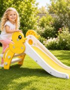 Nichiduta Garden Tobogan Duck Yellow interiorexterior cu margini rotunjite Protectii laterale Lungime panta alunecare 115 cm Varsta 1 an+