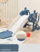 Nichiduta Garden Tobogan pentru copii Deer Blue prevazut cu mini-cos de Baschet scara manere de sustinere design pliabil dimensiune 38 x 115 x 55 cm