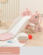Nichiduta Garden Tobogan pentru copii Deer Pink prevazut cu mini-cos de Baschet scara manere de sustinere design pliabil dimensiune 38 x 115 x 55 cm