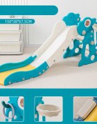 Nichiduta Garden Tobogan pentru copii Dinosaur Green cu mini-cos de Baschet si joc de precizie cu inele prevazut cu scara manere de sustinere design pliabil dimensiune 150 x 67.5 cm