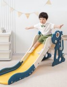 Nichiduta Garden Tobogan pentru copii Dinosaur Pink cu mini-cos de Baschet si joc de precizie cu inele prevazut cu scara manere de sustinere design pliabil dimensiune 150 x 67.5 cm