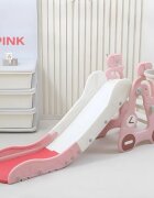 Nichiduta Garden Tobogan pentru copii Pink Car cu mini-cos de Baschet si joc de precizie cu inele cu scara manere de sustinere design pliabil 38 x 155 x 70cm