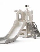 Nichiduta Garden Tobogan pentru copii Sky Bear Grey structura ergonomica cu mini-cos de baschet zona de observare cu telescop integrat scara si manere de sustinere dimensiune 155 x 87 x 69 cm