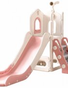 Nichiduta Garden Tobogan pentru copii Sky Bear Pink structura ergonomica cu mini-cos de baschet zona de observare cu telescop integrat scara si manere de sustinere dimensiune 155 x 87 x 69 cm