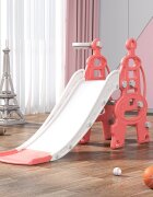 Nichiduta Garden Tobogan pentru copii Tower Red interiorexterior cu Manere si margini rotunjite Cos de baschet si minge Panta alunecare 135 cm