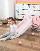 Nichiduta Garden Tobogan Ursulet Roz interiorexterior cu margini rotunjite trepte late protectii laterale inalte greutate maxim admisa 20 kg