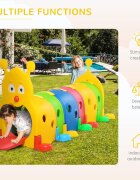 Nichiduta Garden Tunel de joaca pentru copii Omida multicolora design modular cu 4 segmente tubulare robust si sigur dimensiune 195 x 105 x 105 cm