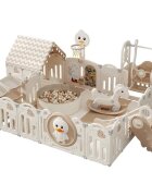 Nichiduta Gardulet loc de joaca interiorexterior Garden cu margini rotunjitePoarta de sigurantaLeaganBalansoarCasutaCos de baschetOrganizatorToboganPiscina uscataCovoras spuma 1cm grosime Happy House Beige