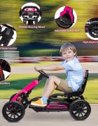 Nichiduta Kart electric pentru copii Go kart Sport Pink structura metalica motor 45W acumulator 12V 7Ah cu roti din spuma EVA pornire la buton slow start scaun reglabil in 4 pozitii dimensiune 100 x 58 x 58.5cm