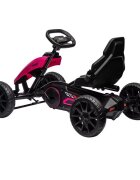 Nichiduta Kart pentru copii Speed Pink structura metalica cu pedale si roti silentioase din spuma EVA scaun reglabil frana de mana pe rotile din spate greutate maxima admisa 30 kg dimensiune 100 x 58 x 58.5 cm