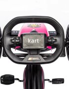 Nichiduta Kart pentru copii Speed Pink structura metalica cu pedale si roti silentioase din spuma EVA scaun reglabil frana de mana pe rotile din spate greutate maxima admisa 30 kg dimensiune 100 x 58 x 58.5 cm