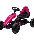 Nichiduta Kart pentru copii Speed Pink structura metalica cu pedale si roti silentioase din spuma EVA scaun reglabil frana de mana pe rotile din spate greutate maxima admisa 30 kg dimensiune 100 x 58 x 58.5 cm