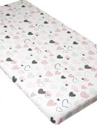 Nichiduta Lenjerie patut 120x60 cm cu 4 piese Little Hearts PinkGrey