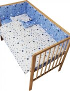Nichiduta Lenjerie patut cu 2 fete si 4 piese 120x60 cm Blue Stars