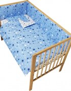Nichiduta Lenjerie patut cu 2 fete si 4 piese 120x60 cm Blue Stars
