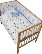 Nichiduta Lenjerie patut cu 2 fete si 4 piese 120x60 cm Blue Stars