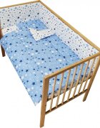Nichiduta Lenjerie patut cu 2 fete si 4 piese 120x60 cm Blue Stars