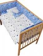 Nichiduta Lenjerie patut cu 2 fete si 5 piese 120x60 cm Blue Stars