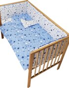 Nichiduta Lenjerie patut cu 2 fete si 5 piese 120x60 cm Blue Stars