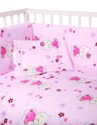 Nichiduta Lenjerie patut cu 4 piese Kitty Pink