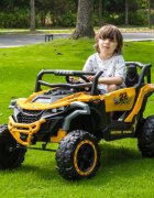 Nichiduta Masinuta electrica copii Racing Speed Yellowcu telecomandaacumulator 12V4.5Ahscaun piele2 motoaredeschidere usifaruri cu ledroti rezistente cu suspensiislow start