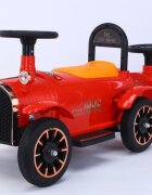 Nichiduta Masinuta electrica de epoca pentru copii Modern Classic Red 12V cu Vagon pentru al doilea copil 2 motoare Spatar inalt Roti din plastic rezistent Faruri cu lumini LED Pornire la buton Pedala de acceleratie