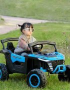 Nichiduta Masinuta electrica de teren pentru 2 copii Super UTV Blue cu telecomanda 2.4Gacumulator 12V4.5Ahroti robuste cu suspensiibull barlumini ledusi cu deschiderefunctie swing