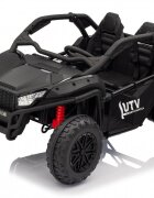Nichiduta Masinuta electrica de teren pentru 2 copii UTV 4x4 Black800W telecomanda 2.4Gacumulator 12V10Ahroti late din cauciuc EVAscaun din pielesuspensiifaruri cu lumini LEDmufa USBMP3Bluetooth120x81x65cm