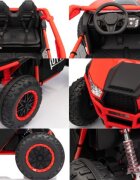 Nichiduta Masinuta electrica de teren pentru 2 copii UTV 4x4 Red800W telecomanda 2.4Gacumulator 12V10Ahroti late din cauciuc EVAscaun din pielesuspensiifaruri cu lumini LEDmufa USBMP3Bluetooth120x81x65cm