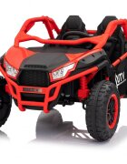 Nichiduta Masinuta electrica de teren pentru 2 copii UTV 4x4 Red800W telecomanda 2.4Gacumulator 12V10Ahroti late din cauciuc EVAscaun din pielesuspensiifaruri cu lumini LEDmufa USBMP3Bluetooth120x81x65cm