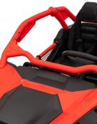 Nichiduta Masinuta electrica de teren pentru 2 copii UTV 4x4 Red800W telecomanda 2.4Gacumulator 12V10Ahroti late din cauciuc EVAscaun din pielesuspensiifaruri cu lumini LEDmufa USBMP3Bluetooth120x81x65cm