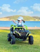 Nichiduta Masinuta electrica de teren pentru copii Can CN UTV Drive Green 12V cu telecomanda 2.4G2 motoare 38Wlumini LEDsuspensii spateroti late rezistentemargine de siguranta rabatabilasunete si muzicafunctie swing
