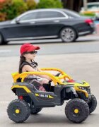 Nichiduta Masinuta electrica de teren pentru copii Can CN UTV Drive Yellow 12V cu telecomanda 2.4G2 motoare 38Wlumini LEDsuspensii spateroti late rezistentemargine de siguranta rabatabilasunete si muzicafunctie swing