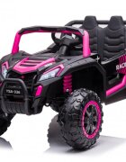 Nichiduta Masinuta electrica pentru 2 copii UTV Racing Pink 12Vtelecomanda 2.4Gusi cu deschiderefaruri ledpornire la butonmuzicacentura de sigurantaslow startcapota realista cu deschidere