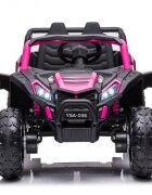 Nichiduta Masinuta electrica pentru 2 copii UTV Racing Pink 12Vtelecomanda 2.4Gusi cu deschiderefaruri ledpornire la butonmuzicacentura de sigurantaslow startcapota realista cu deschidere