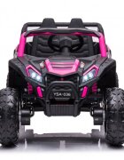 Nichiduta Masinuta electrica pentru 2 copii UTV Racing Pink 12Vtelecomanda 2.4Gusi cu deschiderefaruri ledpornire la butonmuzicacentura de sigurantaslow startcapota realista cu deschidere