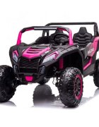 Nichiduta Masinuta electrica pentru 2 copii UTV Racing Pink 12Vtelecomanda 2.4Gusi cu deschiderefaruri ledpornire la butonmuzicacentura de sigurantaslow startcapota realista cu deschidere