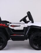 Nichiduta Masinuta electrica pentru copii 12V Off Road Race White cu telecomanda 2.4Gfaruri cu lumini LEDsunetemuzica 2 motoare x 35wfunctie slow startmufa USBcentura de siguranta