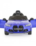 Nichiduta Masinuta electrica pentru copii BMW M4 Painted Blue 12V 90W cu echipare premium deschidere usi si licenta panou audio roti din spuma Eva pornire la buton lumini si telecomanda