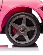 Nichiduta Masinuta electrica pentru copii cu licenta Porsche RUF-CTR3 Roz 12Vechipare Premiumtelecomanda 24G2 motoarex39wroti EVAscaun din pielesuspensiiusi cu deschiderelumini LEDmuzicaeleron