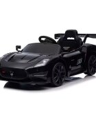 Nichiduta Masinuta electrica pentru copii Maserati MC20 GT2 Black 300W cu echipare Premium si licenta pornire la buton scaun din piele slow start lumini suspensii roti din spuma Eva si scaun piele